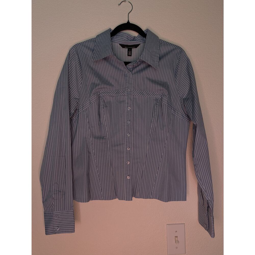 White House Black Market NWT LS Corset Poplin Shirt 12 Striped Boning Office